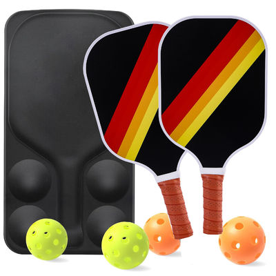 Complete Pickleballset voor volwassenen met 2 fiberglas paddles, 4 buitenballen en een draagtas