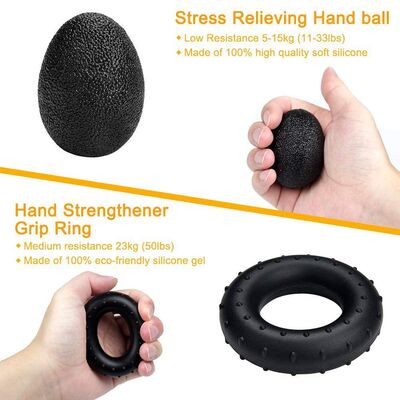  Handgreepversterker Kit 5-pack Zwart Verstelbare Grip Trainer Vingeroefenaar Grip Ring en Stressbal voor Hand-, Pols- en Onderarmtraining