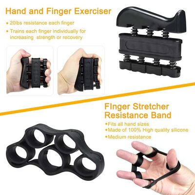 Vijf stukken handgreep trainingskit zwart verstelbare handgreep vinger rekker greep ring en spanning bal voor hand sterkte en flexibiliteit