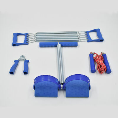 Multifunctionele fitness set met veervoet pedaal weerstand band Houten handvat Spring touw Grip Versterker en spiertraining Vier stukken set