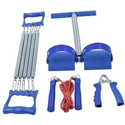 Multifunctionele fitness set met veervoet pedaal weerstand band Houten handvat Spring touw Grip Versterker en spiertraining Vier stukken set