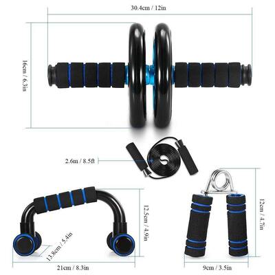 Home gym-uitrustingsset met buikspierroller, push-up bars, weerstandsbanden, springtouw en mat