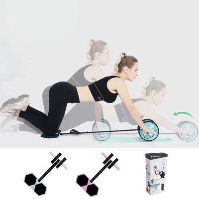 Home Fitness Ab Roller Kit met niet-slip-wielen en verstelbare riem voor buik en kern kracht training