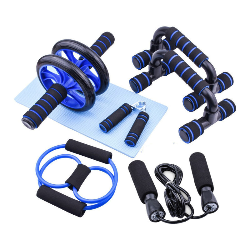 Home gym-uitrustingsset met buikspierroller, push-up bars, weerstandsbanden, springtouw en mat